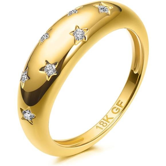 Trendy Chunky Gold Plated Rings for Women | Stackable CZ Gold Rings - Picture 2 of 6